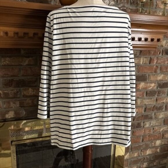the talbots tee Blue Striped Long Sleeve Shirt With Flowers Size 3X NWT - Picture 3 of 7